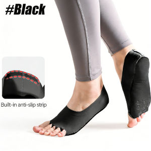 1Pair Non Slip Toeless Yoga Socks for Women – Open Toe Pilates Socks with Silicone Grips Barefoot Socks for Ballet DanceBarre
