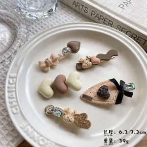 Cute Dog Side Hair Clip Womens Fashion Butterfly Knot Hair Accessories Milk Coffee Color Series Fresh out New Style Hairpins