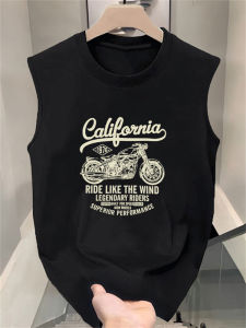 Áo Thun Nam Cotton Nguyên Chất Màu Trơn Phong Cách Mỹ Không Tay Mùa Hè Thường Ngày in Họa Tiết Hoạt Hình Thoáng Khí