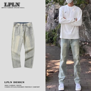 Retro Mud-Dyed Straight Leg Jeans Mens Casual High Street Style Spring Autumn Wear Multi-Pocket Jeans for Teenagers