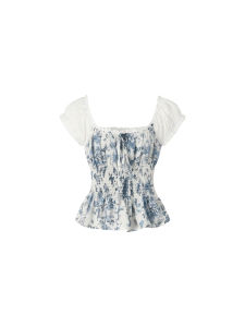 THROUS | Áo Thun Vintage Hoa Văn Xếp Ly