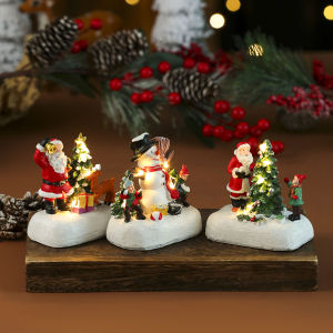 (Ship from Philippines)10CM Christmas Resin Village Houses Christmas Ornament Resin Micro Landscape House Luminous Lamp Christmas Gift