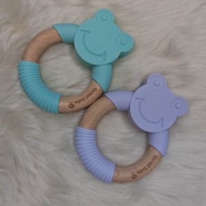 Forest Baby Silicone and Wooden Teether (FRANKLIN THE FROG): A Plastic-Free, 100% Food-Grade Safe Teether for Babies