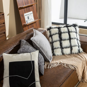 Nordic Style Chessboard Pattern Sofa Pillowcase Black White Luxury Sensation Living Room Couch Backrest Cushion Cover