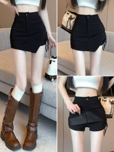 Spring 2025 Womens High Waist A-Line Mini Skirt Asymmetrical Wrap around Skirt Fashionable And Stylish Half-length Skirt