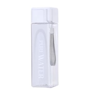 Simple Square Water Bottle Portable Plastic Sport Water Bottles Candy Color Leak Proof Gym Household School Outdoor Drinkware
