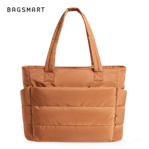 BAGSMART | BAGSMART Lightweight Puffy Quilted Tote Bag Quilted Womens Shoulder Bag Handbag Travel Work Gym Tote Bag with Compartments