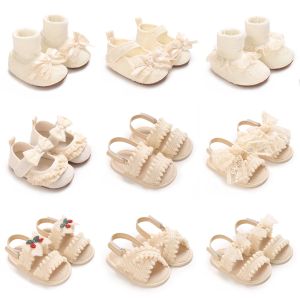 Newborn Baby Girls Mary Jane Flats Cute Bowknot Wedding Dress Shoes Non-Slip First Walkers Embroidery Flower Soft Shoes