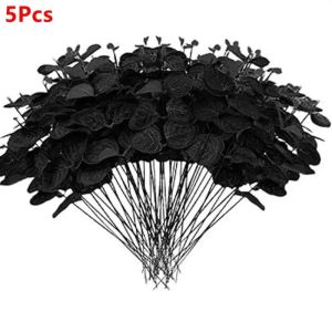 Black Eucalyptus Leaves Stems Maple Leaf Garland Artificial Vines Halloween Christmas Decor for Home Room DIY Wedding Decoration