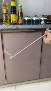Stainless Steel Over Kitchen Wall Cabinet Door Towel Holder Hanger Hanging Hook Rack Bar Storage Pothook Multi-functional Multipurpose