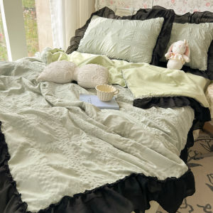 New Style Summer Quilt Four-Piece Set Student Dormitory Single Bedding Lace Design Polyester Fiber Skin-Friendly Breathable