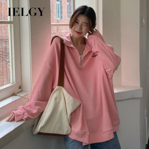 IELGY oversize Mid-length Polo Neck Loose Plus Size Sweatshirts