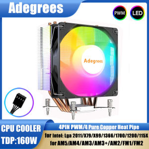 4 Heat Pipes X99 CPU Air-cooled Cooler 120mm 4Pin PWM PC Processor Cooler for Intel LGA 2011 X79 1155 1700 1366 1200 AM3 AM4 AM5