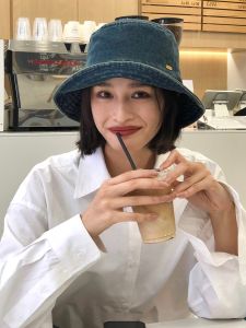 Japanese Style Simple Jean Fisherman Hat Womens Spring and Autumn Easiest for Match Big Head Circumference Show Face Small Bucket Hat Cover Face Bucket Hat Men