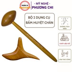 Combo Bộ 2 Dụng cụ ấn huyệt Chân Cây bấm huyệt chân bằng gỗ dụng cụ diện chẩn | Mỹ Nghệ Phương Chi