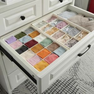 Home Use Cloth Art Underwear Socks Storage Box Drawer Type Divided Personal Clothes Box Wardrobe Storage Three in One