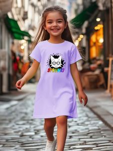 Girls SPRUNKI pattern dress comfortable polyester blend stretchy and comfortable