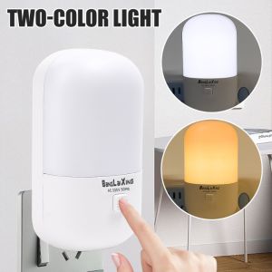 Energy Saving 3W Night Light Plug-in LED Feeding Socket Lamp Indoor Lighting Bedroom Night Bedside Lamp US Two-color NEW