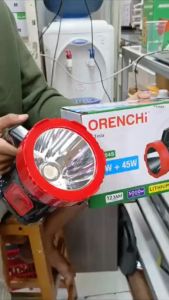 Senter LED JUMBO Super 145W (100W+45W) Tahan 12 Jam Terang Range 5 Km Multifungi ORENCHi OT-10045 ORI