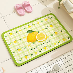 Fresh Green Plaid Bathroom Mat Water Absorbent Anti-Slip Toilet Floor Rug Silicon Dendroid Foot Pad Bathroom Carpet