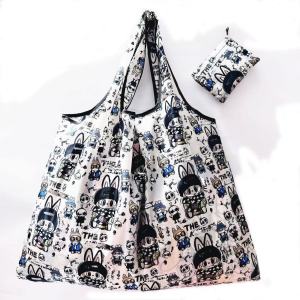 Large Capacity Foldable Shopping Bag Cartoon Durable Nylon Eco-friendly Shoulder Bag Commuting School Bag by Lababu