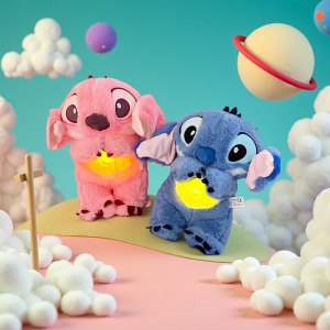 Disney Lilo&Stitch Plush Doll With Breath Child Peluche Soothes Toy Anime Baby Music Light Sleep Toys Pink Stitch Gift