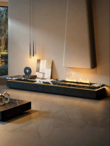 Natural Stone Luxury TV Cabinet with Fireplace