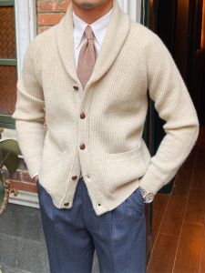 British Vintage Warm Mens Knit Cardigan