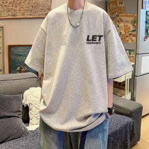 Heavyweight American 100% Pure Cotton Short Sleeve T-Shirt Mens Loose Summer Trendy Brand INS Boys Half Sleeve Top