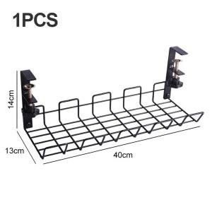 LIKHA Desk Rack Clamp 40CM No Drill Steel Desk Cable Organizer Computer Desk Wire Management Tray Socket Rack Storage Rack
