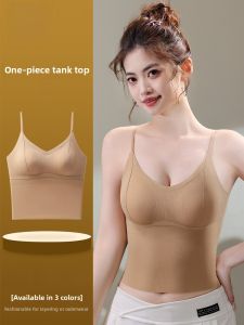 MiiOW | Fashionable Short V-neck Tank Top Womens Summer New Style Slim Fit Inner Wear With Chest Pad Anti-exposure Versatile Stylish