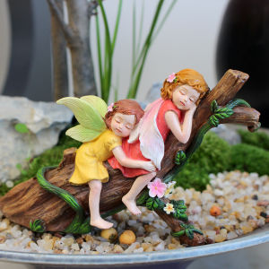 1PC/Sleeping Position Flower Fairy - Garden Courtyard Succulent Pottery Decoration Resin Crafts - Rural Bonsai Style