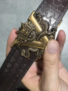 Mens Vintage Dragon Automatic Buckle Leather Belt Embossed Pattern Cowhide Dress Belt Luxury Antique Bronze Dragon Ratchet Belt for Jeans Pants