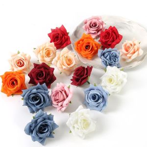 5/10 Cái 6CM Hoa Hồng Lụa Đầu Hoa Giả Để Trang Trí Nhà Quà Tặng Vòng Hoa Thủ Công Đám Cưới - Các Loại Phụ Kiện Trang Trí Nhà & Sự Kiện