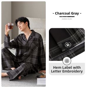 JIALEFEN | Mens Cotton Long-sleeve Lounge Set