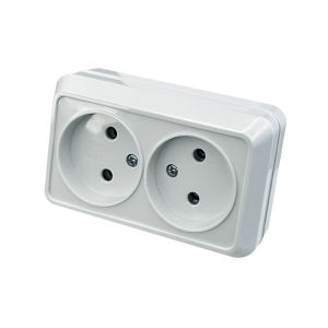 White Flame Retardant 2 Gang 1 Way Rocker Switch Wall Mounted On/Off EU Standard Spray Plastic Button Light Switch Classic Way