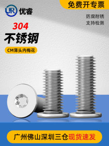 Ultra-Thin 304 Stainless Steel Flat Head Internal Plum Screw for Laptop Computers Thin Head Flange Bolt C Head Self Tapping Screw