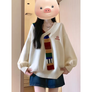 COD 2025 autumn and winter new retro rainbow Korean knitted sweater trendy loose and thin college style high-quality sweater jacket womenGFDAGDA