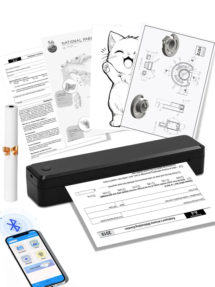U8 Portable A4 Thermal Printer, Wireless Bluetooth for Digital