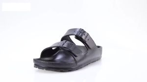 Sandal Pria Wanita Hitam Sandal Strap 2 Slip On Pylon Ringan Sandal Shoes Ringan Anti Slip Anti Air Size 36-44