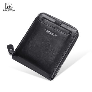 LouisWill Men’s Wallet Three Fold Wallet Fashion Wallet Short Wallet Super Soft PU Wallet Foldable Wallet Retro Wallet Zipper Wallet Business Wallets Multi-card Pocket Wallet ID Credit Cards Holders Purse