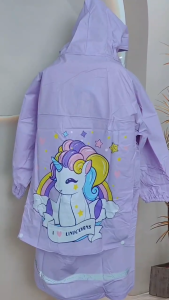 Raincoat for Kids Girls & Boys Cute Cartoon Printed Design Expandable Bag Compartment Waterproof Kapote for Students