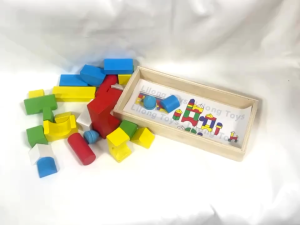 DREAMToy Mainan Anak Edukasi 26PCS DIY Mini Castle Blok Bangunan Bentuk Geometris Puzzle Kayu