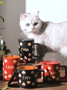 Love Design Ceramic Large Coffee Mugs Tea Cups with Strawberry Pattern Milk Mugs breakfast cups Cereal Ice Cream Gifts