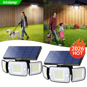 intelamp | Intelamp 6000Mah Outdoor Solar Lights Spotlight Large Solar Panel With 3 Modes Two Motion Sensors Light For Garden Yard Garage