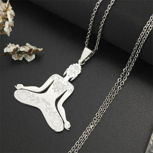 Yoga Buddha Stainless Steel Chain Necklace Women Silver Color Statement Necklace Jewelry Christmas Gift colgante mujer N6339S01
