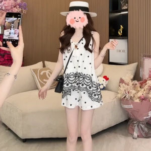 Shalldoer | ชุดเสื้อกั๊กแขนกุดปักลายดอกไม้สไตล์วันหยุดฤดูร้อน ชุดกระโปรงสั้นแฟชั่นสำหรับผู้หญิงวัย 25-50 ปี