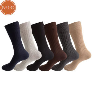 Man Long Socks Plus Combed Cotton Striped Business BreathableDeodorant Party Dress Large Size Formal Socks Gentleman EU45-50