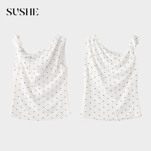 SUSHE | Vintage Asymmetrical Knot One-Shoulder Polka Dot T-Shirt