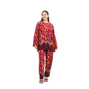 Setelan Piyama Batik Baju Dan Celana Tidur Panjang Busui Wanita Motif 777 Bahan Rayon Adem Dan Nyaman